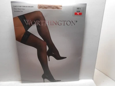 1 Par WORTHINGTON Nude ENCAJE TOP MUSLO MEDIAS DE NYLON Talla 3 (#2) Foto 1 de 2