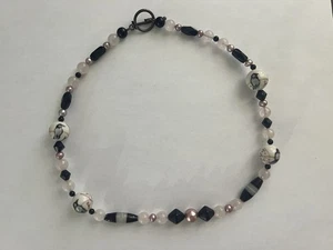 Beaded Glass 18 " Necklace Hand Painted Birds - Picture 1 of 8
