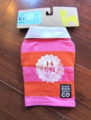 OLD NAVY ~ New! NWT XXS 9-10" ~ VINTAGE! Super Cute! Striped RUGBY Dog Shirt c47 - Image 1 of 3