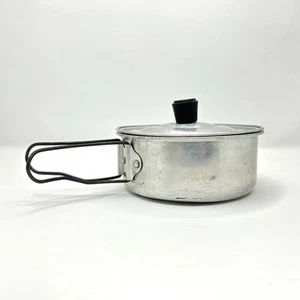 Vintage Sterno Canned Heat Aluminum Pan Pot Lid Folding Handle Camping Emergency - Picture 1 of 11