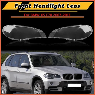 Front Headlight Headlamp Cover Lens Shell For BMW X5 E70 2007-2013 Left+Right Foto 1 de 4