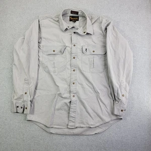 Vintage Browning Super Naturals Gray Snap Mens Large Heavy Cotton Hunting Shirt - Picture 1 of 14