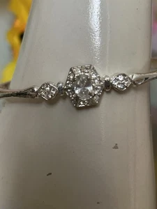 Silver Coloured Bangle With Diamanté Detail - Picture 1 of 4