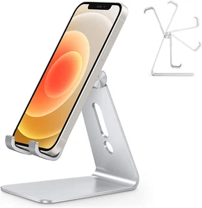 Adjustable Cell Phone Stand, Aluminum Desktop Cellphone Stand with Anti-Slip Ba - Picture 1 of 12