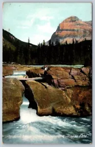 Natural Bridge On The Kicking Horse River Near Field BC Canada, Antique Postcard - Foto 1 di 2