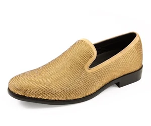Amali Rhinestone Tuxedo Mens Designer Formal Fashion Sparkly Slip On Loafers - Picture 1 of 64
