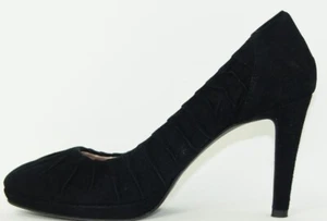 Italian handmade Pleated Black Suede 9cm Stiletto AU7 - Picture 1 of 5
