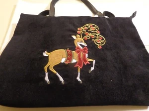 Christmas Reindeer Corduroy Black Tote - Bild 1 von 2