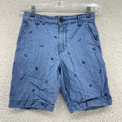 OshKosh B'Gosh Boys Sz 7 Chambray Denim Football Shorts Adustable Waist Pockets - Image 1 of 4