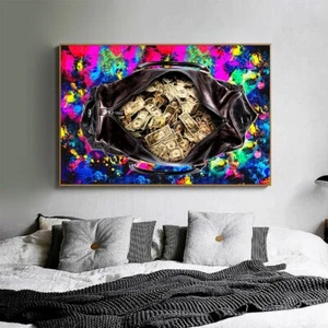 Canvas Painting Canvas Wall Art Canvas Poster Money Bag Print Wall Decor Picture - Bild 1 von 4