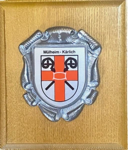 PLACA DE PARED ESCUDO ESCUDO CIUDAD MULHEIM-KARLICH APROX 7" X 6" - Imagen 1 de 7