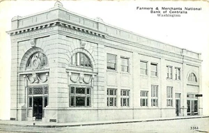 FARMERS & MERCHANTS NATIONAL BANK, CENTRALIA, WASHINGTON, VINTAGE POSTKARTE - Bild 1 von 2