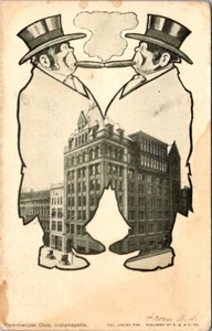 COMMERCIAL CLUB Indianapolis, IN TWO CIGAR SMOKING MEN c1914 UDB Postcard - Picture 1 of 2