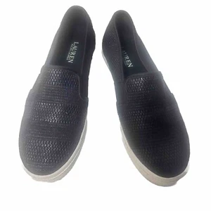 Lauren Ralph Lauren Sneaker Damen 7,5B Schwarz Jinny Woven Slipper Freizeitschuhe - Bild 1 von 6