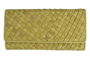 Wombat Mujer Diseñador Grande Grueso Cuero Amarillo Cartera Continental - Nuevo - Imagen 1 de 4