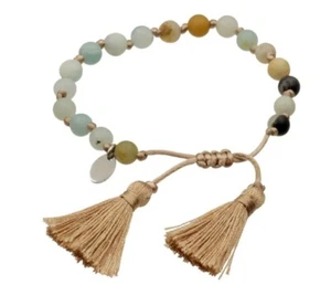 Bracciale Lovebird pietra naturale amazzonite 6 mm e acciaio inox | gioiello - Foto 1 di 2