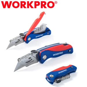 WORKPRO Folding Utility Knife Box Cutter Quick-Change Blade w/ 5PCS Extra Blades - Picture 1 of 10