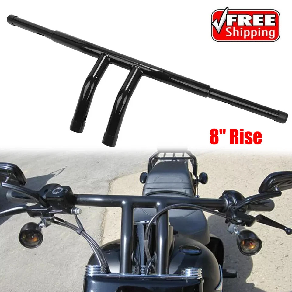 8'' Rise Black 1 1/4" T-Bars Handlebar Fit For Harley Sportster Dyna Bar Foto 1 de 4