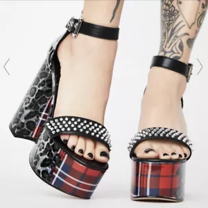 Plateau Lamoda Wanderlust tacco borchiato ghepardo plaid 5 bambole uccidi - Foto 1 di 14