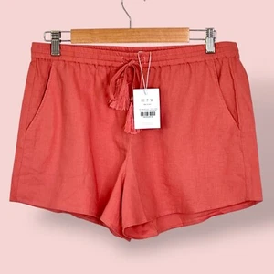 NUEVO Pantalones Cortos Andie Swim Graciosa Mezcla de Lino Coral Borla Corbata Vacaciones Talla Med - Imagen 1 de 7