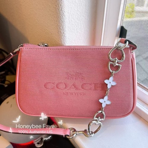 Coach Nolita 19 CU002 rosa jacquard più catena floreale estesa nuova con etichetta
