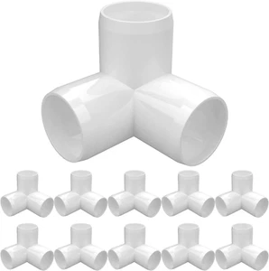 1" PVC Fittings 3 Way (10-Pack), Furniture Grade PVC Pipe Connector 1 Inch PVC E - Picture 1 of 12