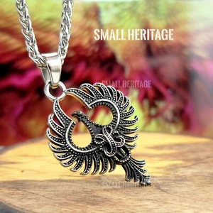 Phoenix Collana Acciaio Inox Amuleto Ciondolo Uccellino Magico Per Uomo Donna - Foto 1 di 6