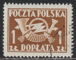 Poland 1946-49 SC# J106A - Post Horn and Thunderbolts - Used Lot # 477 - Picture 1 of 2