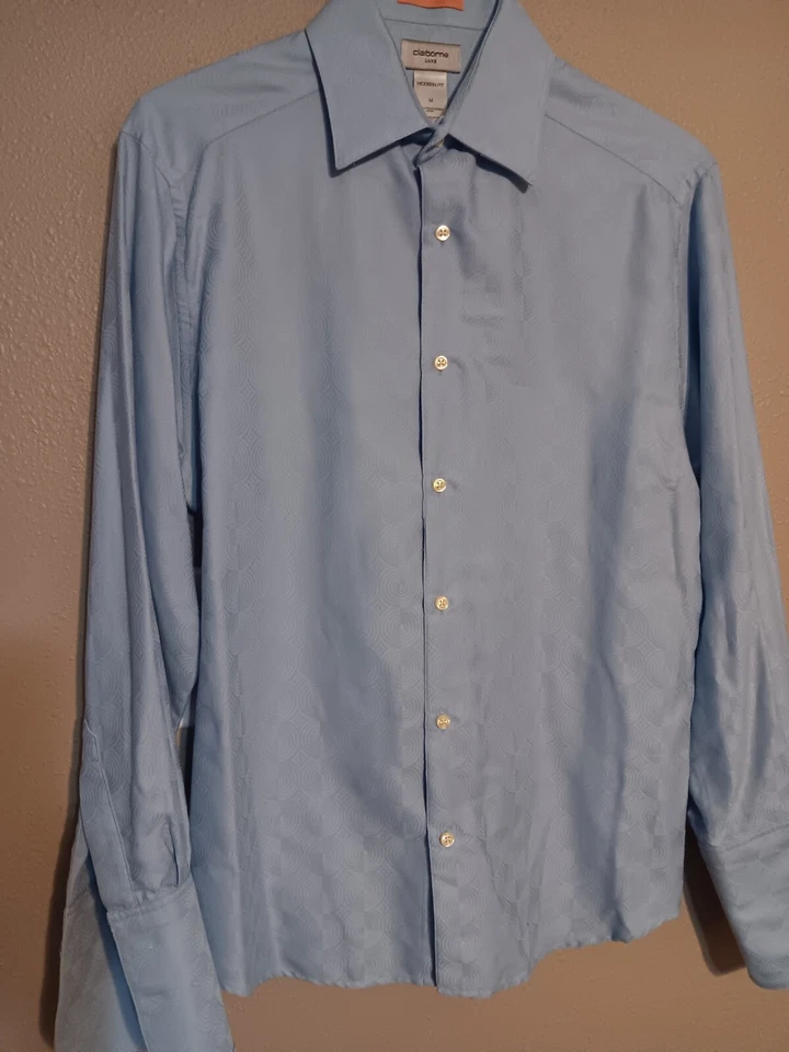 Claiborne Luxe Mens Size M  long Sleeve Light Blue Modern Fit Dress Shirt - Image 1 of 4