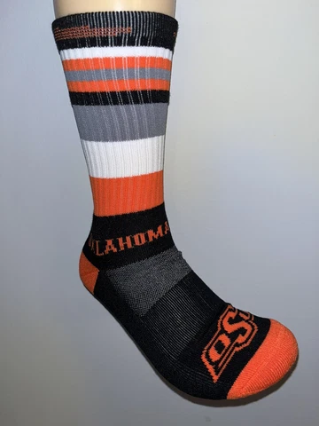 OKLAHOMA STATE COWBOYS NCAA COLLEGE LOGO BLACK RAVE CREW LENGTH SOCKS LARGE Q Cover