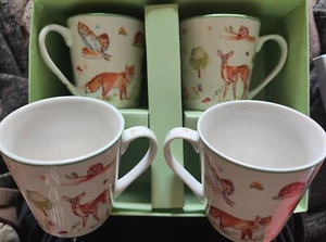 Leonardo/Lesser And Pavey Woodland Wildlife 4 Piece Mug Set In Box - Picture 1 of 10