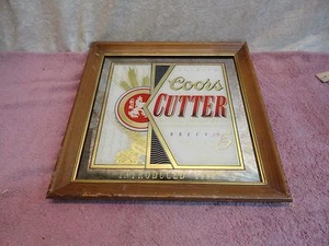 Vintage LIMITED EDITION Wood Framed Coors Cutter Beer Mirror Sign 15" X 15 " - Picture 1 of 3