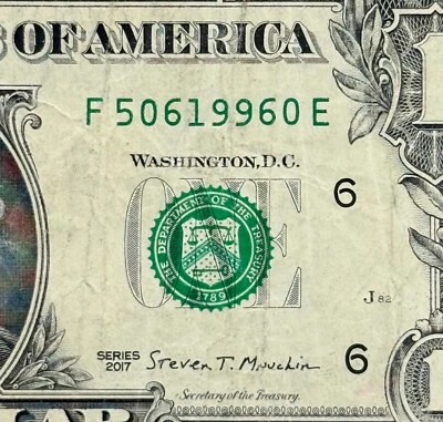 May 6th 1996 or 5th of June 1996 Birthday Anniversary Fancy Serial Number Dollar - Image 1 of 3