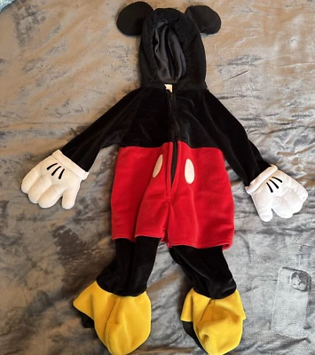 Lindo Disfraz de Peluche de Terciopelo Mickey Mouse Tienda Disney Talla 6 - 12 Meses Cremallera Completa Foto 1 de 4