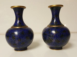 Cloisonne Vasen blau Blumenmuster  - Bild 1 von 4