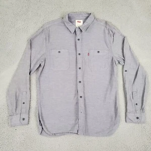 Levis Shirt Mens Medium Gray Button Front Collared Long Sleeve Roll Tab Casual - Picture 1 of 13