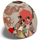 1 x Japanese People Dragon Art - Round Coaster Kitchen Student Kids Gift #3395