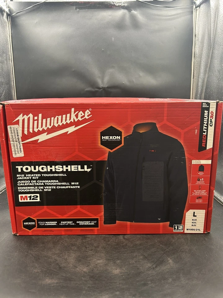 Milwaukee M100U-21L M12 Heated TOUGHSHELL Jacket Kit Size L Blue