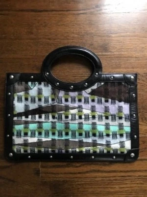 NUEVO Bolso Cartera de Mano Emilio Pucci Cuero Tachonado Foto 1 de 4