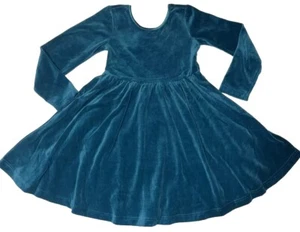 Hanna Andersson Girls Velour Skater Dress Teal Size 110 cm US Size 5 NWT - Picture 1 of 7