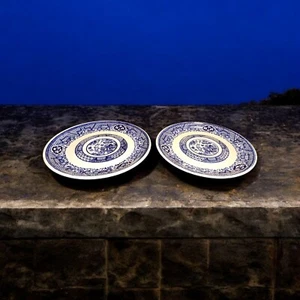 Blue Willow Saucers Set Of 2 Intricate Chinese Patterns READ (A) (DB4) - Picture 1 of 6