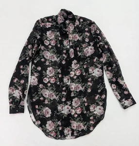 Rue21 Damen Top Gr. M transparent schwarz Blumenmuster Knopfleiste Shirt - Bild 1 von 12