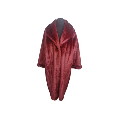 Maxi Abrigo Terry Lewis Luxeries Mujer 3X Rojo Imitación Piel Acanalado Visón Mob Esposa  Foto 1 de 4