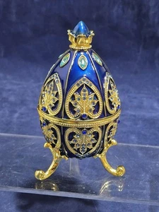 Ostern Faberge Ei Schmuckschatulle handbemalt Kristall Deko Klappschmuck - Bild 1 von 15
