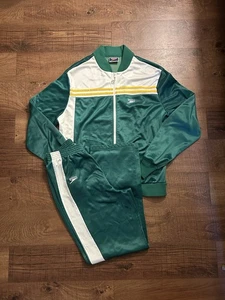 Conjunto de chaqueta y pantalón Speedo Track vintage años 70’s/80’s hecho en EE. UU. verde/amarillo L - Imagen 1 de 22