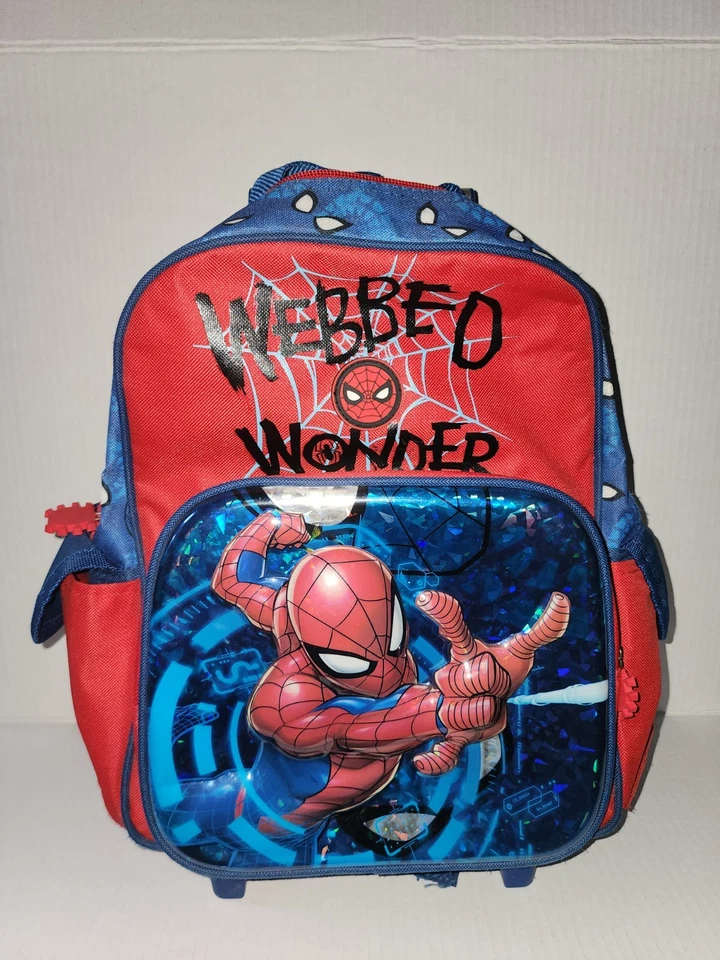 Spiderman Boys Kids Trolley Bag Rolling Suitcase Luggage Backpack Gifts - Image 1 of 4