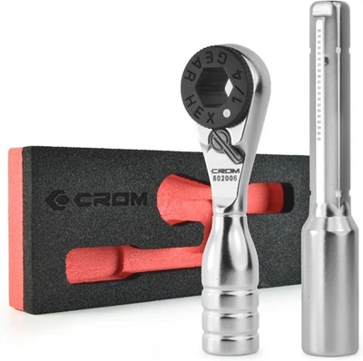Mini llave de trinquete CROM de 1/4 pulgadas - Utilizar como trinquete de 1/4 broca, extensor, mango en T o Foto 1 de 4