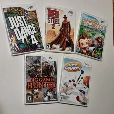 Nintendo Wii Game Lot (5) Red Steel 2, Just Dance, Banana Blitz, Big Game Hunter - Image 1 of 4