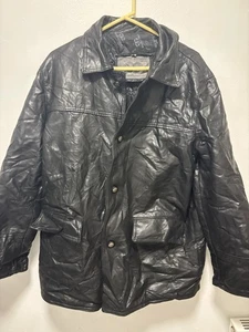 Genuine Garment Mens Size Medium Button Up Winter Leather Jacket Overcoat - Picture 1 of 6