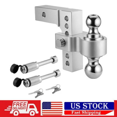 2" Receiver 6" Drop/Rise Adjustable Tow Hitch Dual Ball Mount Trailer 18500 lbs - Image 1 of 4